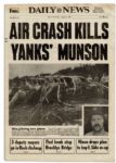 New York Daily News From 3 August 1979 -- Yankees Thurman Munson Dies in Plane Crash