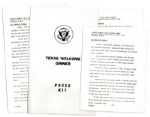 Press Kit From the JFK Texas Welcome Dinner  -- Scheduled for the Night of His Assassination