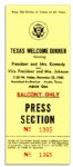 Press Section Ticket for JFK Texas Welcome Dinner -- Dinner Cancelled Because of Assassination