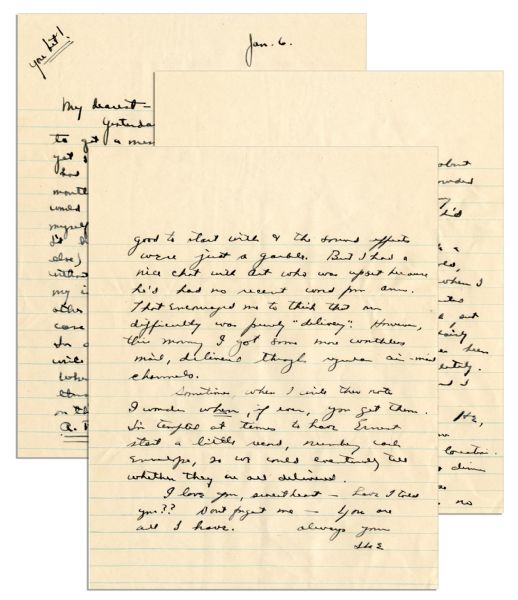 Dwight Eisenhower WWII Letter to His Wife -- ...I love you, sweetheart - have I told you?? Dont forget me - you are all I have...