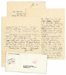 Eisenhower WWII Letter to Mamie -- ...we rode 20 hours without stopping...long day of riding & inspecting...you may have a very old, broken down man on your hands... -- With Envelope Signed by Ike