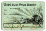 Lyndon B. Johnson Signed Senate Chamber Pass From His Days as Master of the Senate
