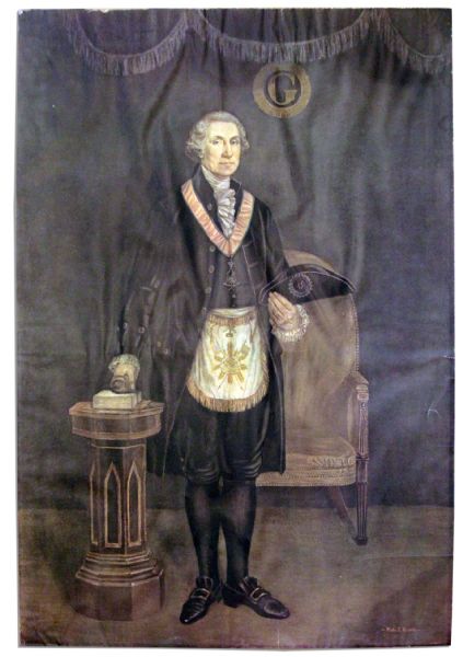 Scarce Print of Hattie E. Burdettes Masonic Portrait of George Washington