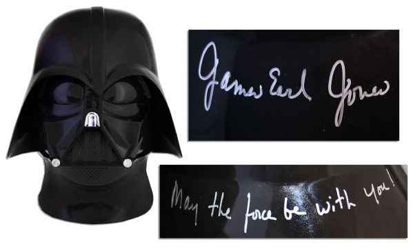 James Earl Jones Signed Star Wars Darth Vader Helmet -- Jones Also Inscribes May the force be with you!