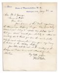 Confederate General-Turned-Congressman Joseph Fighting Joe Wheeler Autograph Letter Signed -- ...thank you for the wonderfully significant information you give... -- 1889
