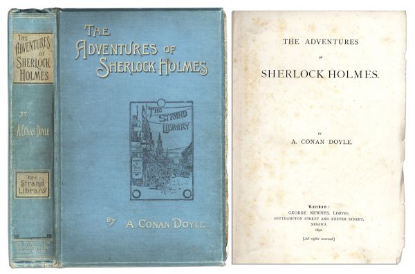 Rare First U.K. Edition of Sir Arthur Conan Doyles The Adventures of Sherlock Holmes -- Southampton Street, London 1892 Publication