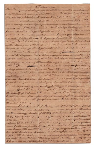 Revolutionary War General Robert Anderson Autograph Letter Signed -- Regarding the Judiciary Act of 1802 -- ...The law is found to be useless & unnecessary...