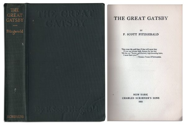 The Great Gatsby -- First Edition, First Printing of F. Scott Fitzgeralds Legendary Novel