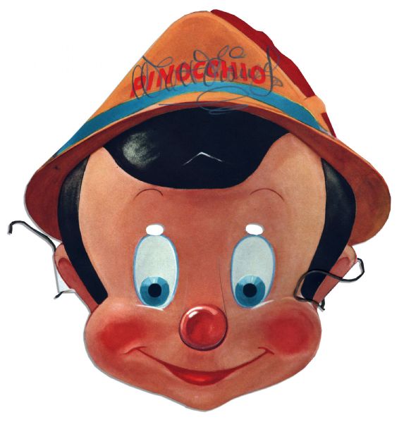 Walt Disney Signed 1939 Pinocchio Mask -- Scarce & Unique Disney Signed Item -- With PSA/DNA COA