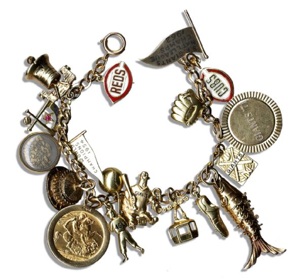 Larry Jansens Charm Bracelet With 14K Gold National League Charms