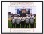 Signed Photo of 1951 Giants Larry Jansen, Bobby Thomson, Al Dark, Don Mueller & Whitey Lockman -- From Larry Jansens Estate