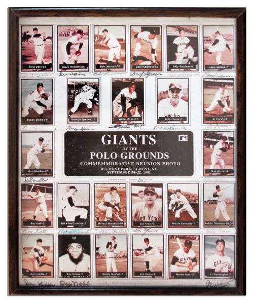 1951 New York Giants 16 x 20 Team-Signed Photo From Larry Jansens Estate -- Signed by 24 Team Members Including Willie Mays & Bobby Thomson -- From Estate of Larry Jansen