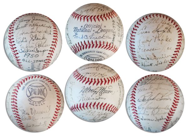 Baseball Signed by the Record-Breaking 1950 National League All-Star Team -- Stan Musial, Jackie Robinson, Ralph Kiner, Pee Wee Reese & 20 More! -- From Personal Estate of Larry Jansen