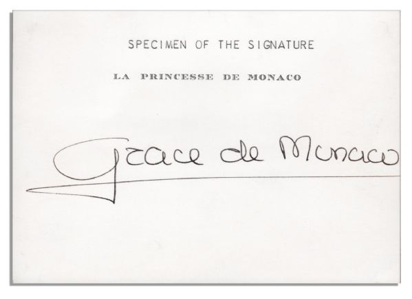 Princess Grace Signed Card as Grace de Monaco 