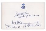 Duke & Duchess of Windsor Card Signed -- Known for Their Legendary Romance, Edward & Wallis