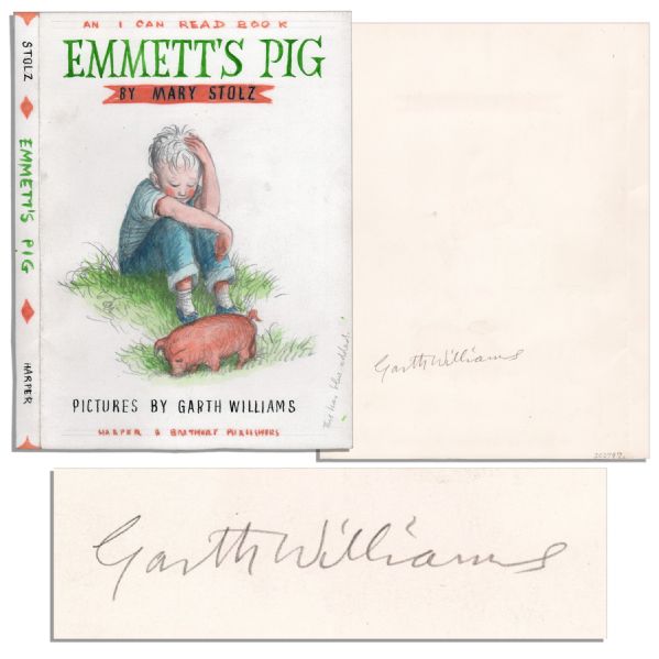 Garth Williams Drawing For The Cover Art of Emmetts Pig -- Signed by Williams on Verso