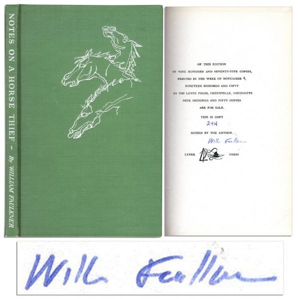 William Faulkners Notes on a Horse Thief First Edition Novella Signed