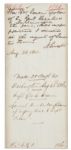 Abraham Lincoln Autograph Note Signed as President -- Regarding a Correspondence Received From Union General David Hunter