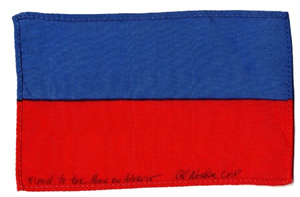 Apollo 15 Flown 6 x 4 Haiti Flag -- Signed & Inscribed Flown to the Moon on Apollo 15 by NASA Astronaut Al Worden -- Near Fine -- Also With COA by Worden