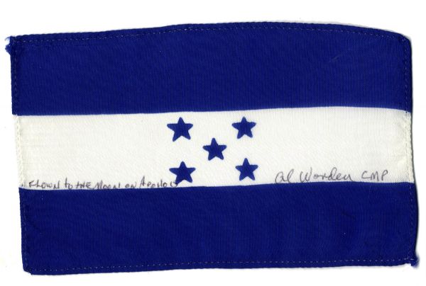 Apollo 15 Flown 6 x 4 Honduras Flag -- Signed & Inscribed Flown to the Moon on Apollo 15 by NASA Astronaut Al Worden -- Near Fine -- Also With COA by Worden