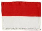 Apollo 15 Flown 6 x 4 Indonesia Flag -- Signed & Inscribed Flown to the Moon on Apollo 15 by NASA Astronaut Al Worden -- Near Fine -- Also With COA by Worden