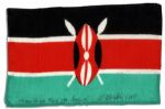 Apollo 15 Flown 6 x 4 Kenya Flag -- Signed & Inscribed Flown to the Moon on Apollo 15 by NASA Astronaut Al Worden -- Near Fine -- Also With COA by Worden