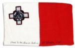 Apollo 15 Flown 6 x 4 Malta Flag -- Signed & Inscribed Flown to the Moon on Apollo 15 by NASA Astronaut Al Worden -- Near Fine -- Also With COA by Worden