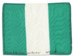 Apollo 15 Flown 6 x 4 Nigeria Flag -- Signed & Inscribed Flown to the Moon on Apollo 15 by NASA Astronaut Al Worden -- Near Fine -- Also With COA by Worden
