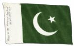 Apollo 15 Flown 6 x 4 Pakistan Flag -- Signed & Inscribed Flown to the Moon on Apollo 15 by NASA Astronaut Al Worden -- Near Fine -- Also With COA by Worden