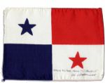Apollo 15 Flown 6 x 4 Panama Flag -- Signed & Inscribed Flown to the Moon on Apollo 15 by NASA Astronaut Al Worden -- Near Fine -- Also With COA by Worden