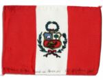 Apollo 15 Flown 6 x 4 Peru Flag -- Signed & Inscribed Flown to the Moon on Apollo 15 by NASA Astronaut Al Worden -- Near Fine -- Also With COA by Worden
