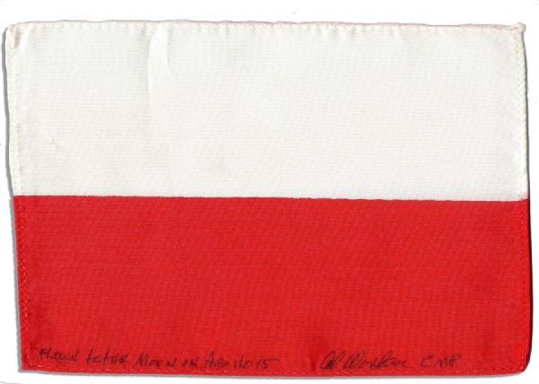 Apollo 15 Flown 6 x 4 Poland Flag -- Signed & Inscribed Flown to the Moon on Apollo 15 by NASA Astronaut Al Worden -- Near Fine -- Also With COA by Worden