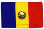 Apollo 15 Flown 6 x 4 Romania Flag -- Signed & Inscribed Flown to the Moon on Apollo 15 by NASA Astronaut Al Worden -- Near Fine -- Also With COA by Worden