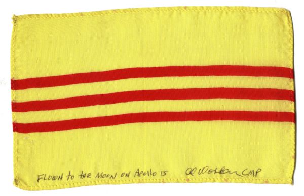 Apollo 15 Flown 6 x 4 South Vietnam Flag -- Signed & Inscribed Flown to the Moon on Apollo 15 by NASA Astronaut Al Worden -- Near Fine -- Also With COA by Worden