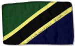 Apollo 15 Flown 6 x 4 Tanzania Flag -- Signed & Inscribed Flown to the Moon on Apollo 15 by NASA Astronaut Al Worden -- Near Fine -- Also With COA by Worden