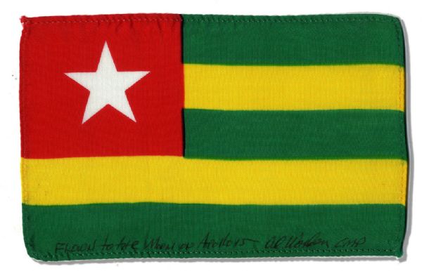 Apollo 15 Flown 6 x 4 Togo Flag -- Signed & Inscribed Flown to the Moon on Apollo 15 by NASA Astronaut Al Worden -- Near Fine -- Also With COA by Worden