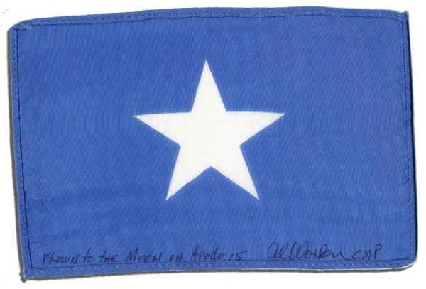 Apollo 15 Flown 6 x 4 Upper Volta Flag -- Signed & Inscribed Flown to the Moon on Apollo 15 by NASA Astronaut Al Worden -- Near Fine -- Also With COA by Worden