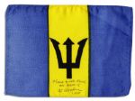 Apollo 15 Flown 6 x 4 Barbados Flag -- Signed & Inscribed Flown to the Moon on Apollo 15 Al Worden CMP by NASA Astronaut Al Worden -- Near Fine -- Also With COA by Worden