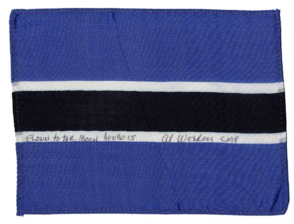Apollo 15 Flown 6 x 4 Botswana Flag -- Signed & Inscribed Flown to the Moon on Apollo 15 Al Worden CMP by NASA Astronaut Al Worden -- Near Fine -- Also With COA by Worden