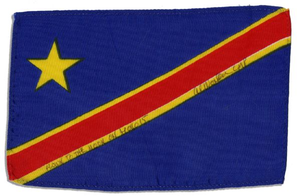 Apollo 15 Flown 6 x 4 Flag of The Democratic Republic of The Congo -- Signed & Inscribed Flown to the Moon on Apollo 15 Al Worden CMP by The NASA Astronaut -- Fine -- With COA by Worden