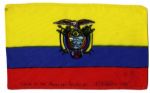Apollo 15 Flown 6 x 4 Ecuador Flag -- Signed & Inscribed Flown to the Moon on Apollo 15 Al Worden CMP by NASA Astronaut Al Worden -- Near Fine -- Also With COA by Worden