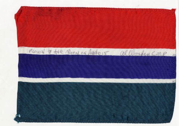 Apollo 15 Flown 6 x 4 Gambia Flag -- Signed & Inscribed Flown to the Moon on Apollo 15 Al Worden CMP by NASA Astronaut Al Worden -- Near Fine -- Also With COA by Worden