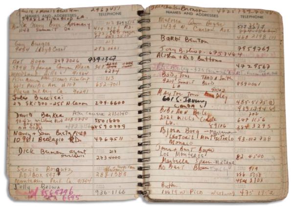 Sammy Davis Jr.s Personal Address Book Containing the Names & Addresses of Over 100 of His Celebrity Friends -- Michael Jackson, Muhammad Ali, Liz Taylor, Barbra Streisand, Jay Leno & More