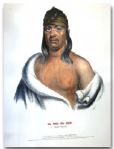 1837 McKenney & Hall Folio Color Print -- Pa-She-Pa-Haw Sauk Chief -- 13.5 x 19.75