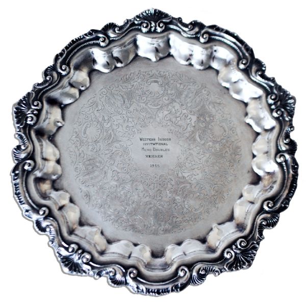 Arthur Ashe Tennis Trophy Plate From 1965 -- Awarded to the Young Star as a UCLA Student