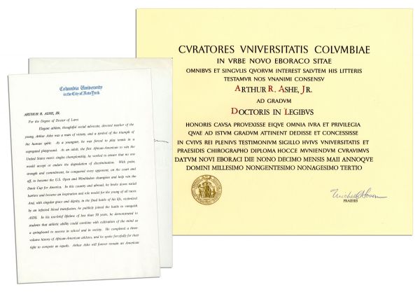 Arthur Ashe Posthumous Degree From Columbia University