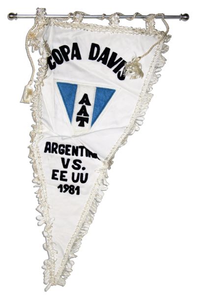 1981 Davis Cup Flag -- Argentina vs. United States -- From the Personal Estate of Arthur Ashe