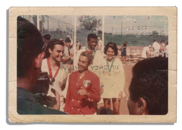 Arthur Ashe Personal Photo -- Depicting the Young Star Wearing His Medal After a Match