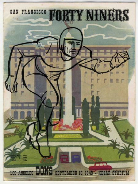 Los Angeles Dons vs. San Francisco 49ers Football Program -- 18 September 1949 -- Cover Crease, Else Excellent