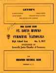 St. Louis Hawks vs. Syracuse Nationals Program -- 9 October 1957 -- Signed by Easy Ed Macauley -- Cover Folds -- Very Good